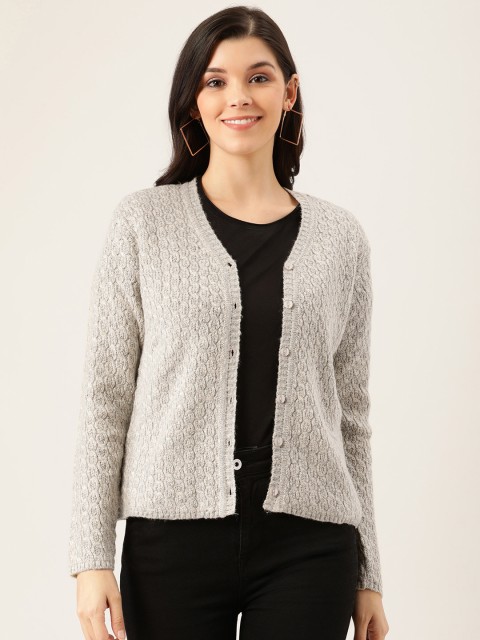 

Pierre Carlo Women Off-White Cable Knit Patterned Cardigan
