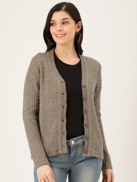 

Pierre Carlo Women Brown Self Design Cardigan Sweater