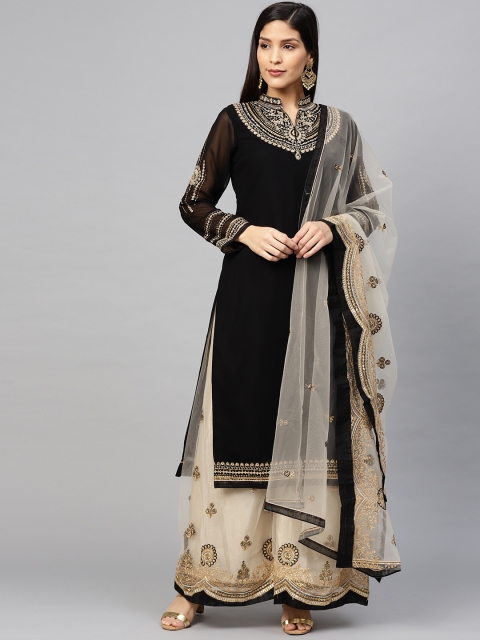 

Readiprint Fashions Black & Cream-Coloured Semi-Stitched Dress Material