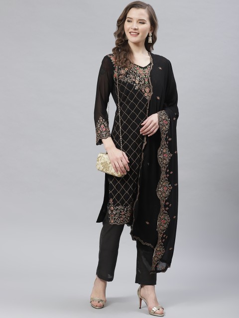 

Readiprint Fashions Black & Golden Embroidered Unstitched Dress Material