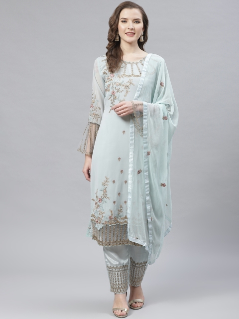 

Readiprint Fashions Blue Embroidered Semi-Stitched Dress Material