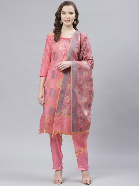 

Readiprint Fashions Pink & Golden Paisley Woven Design Unstitched Dress Material