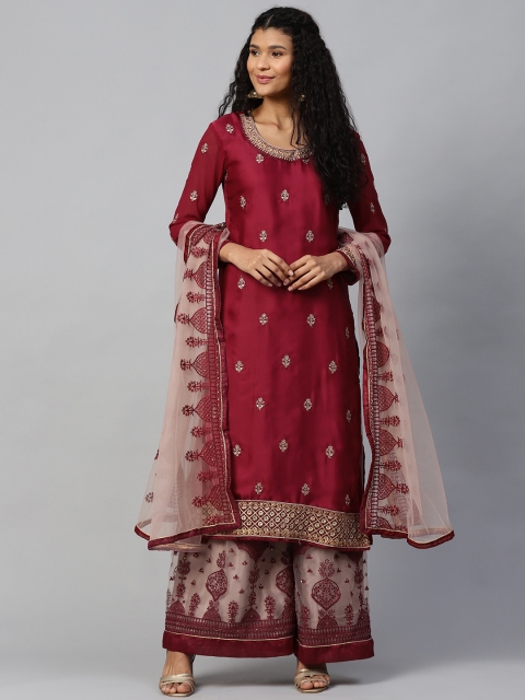 

Readiprint Fashions Maroon & Mauve Semi-Stitched Dress Material