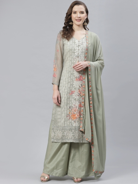 

Readiprint Fashions Green Resham Embroidered Unstitched Dress Material & Dupatta