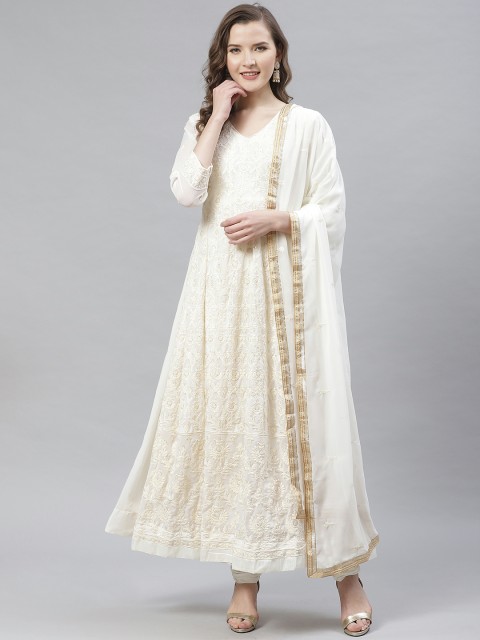 

Readiprint Fashions Off-White Ethnic Embroidered Semi-Stitched Dress Material with Dupatta