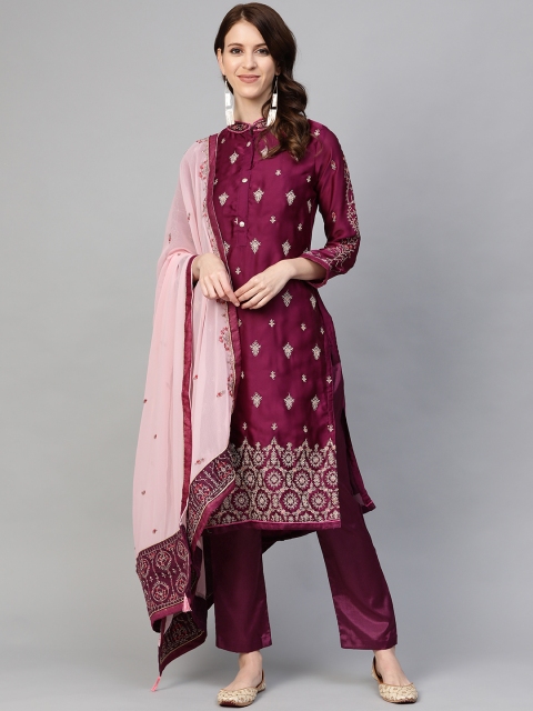 

Readiprint Fashions Purple & Golden Embroidered Unstitched Dress Material