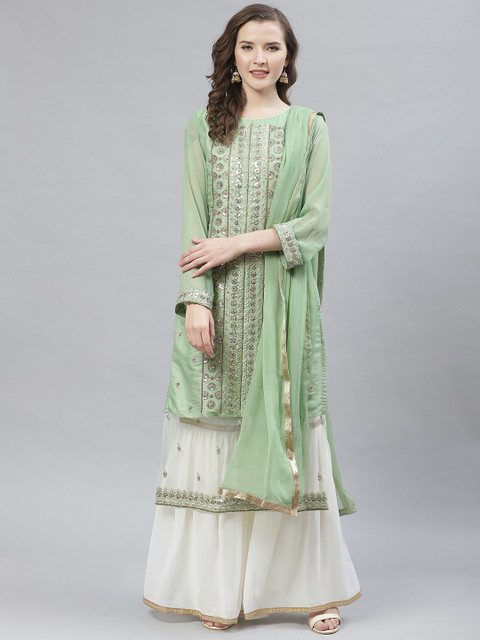 

Readiprint Fashions Green & Off-White Embroidered & Sequinned Unstitched Dress Material