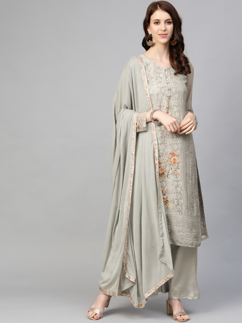 

Readiprint Fashions Grey Georgette Embroidered Unstitched Dress Material