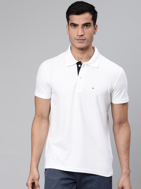 

Sweet Dreams Men White Solid Polo Collar Athleisure Lounge Tshirt