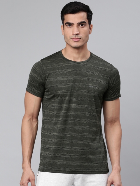 

Sweet Dreams Men Olive Green Striped Round Neck T-shirt