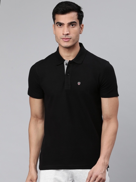 

Sweet Dreams Men Black Solid Polo Collar Athleisure Lounge Tshirt