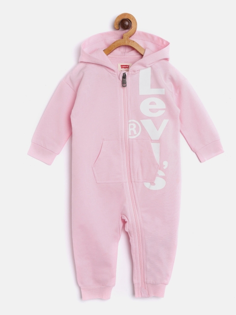 

Levi's Girls Pink & White Brand Logo Print Rompers