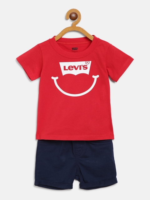 

Levis Boys Red & Navy Blue Brand Logo Print T-shirt with Shorts