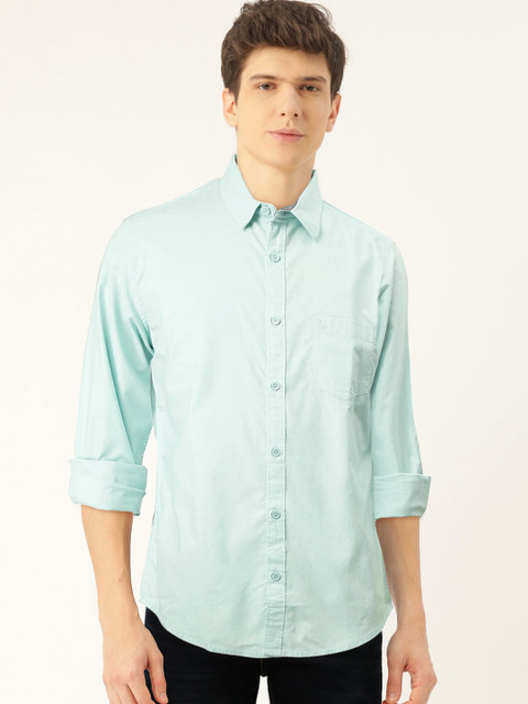 

United Colors of Benetton Men Blue Slim Fit Solid Casual Shirt