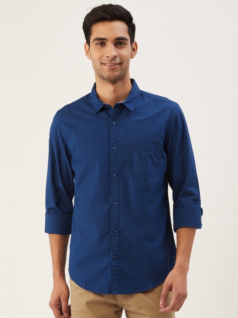 

United Colors of Benetton Men Navy Blue Slim Fit Solid Casual Shirt