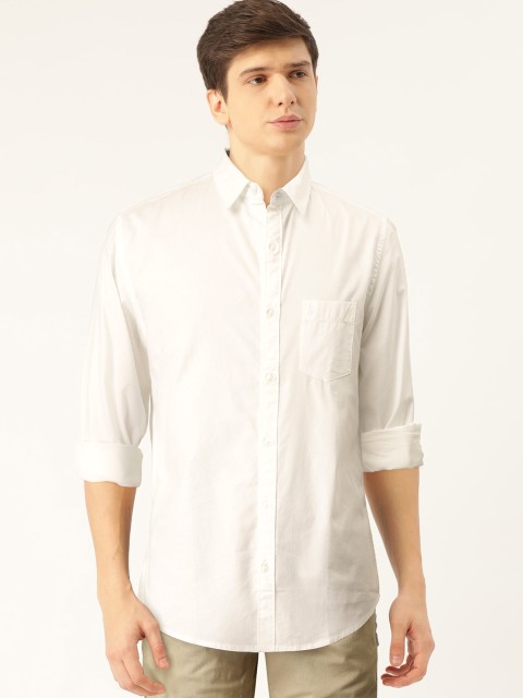 

United Colors of Benetton Men White Slim Fit Solid Casual Shirt