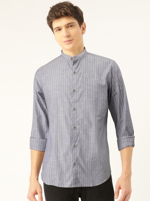 

United Colors of Benetton Men Blue Regular Fit Striped Casual Shirt