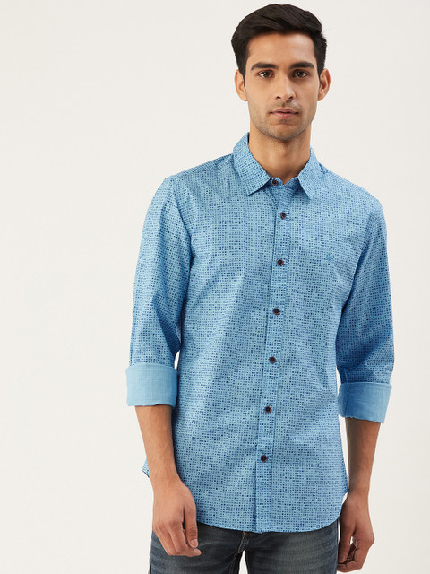 

United Colors of Benetton Men Blue Slim Fit Printed Casual Shirt