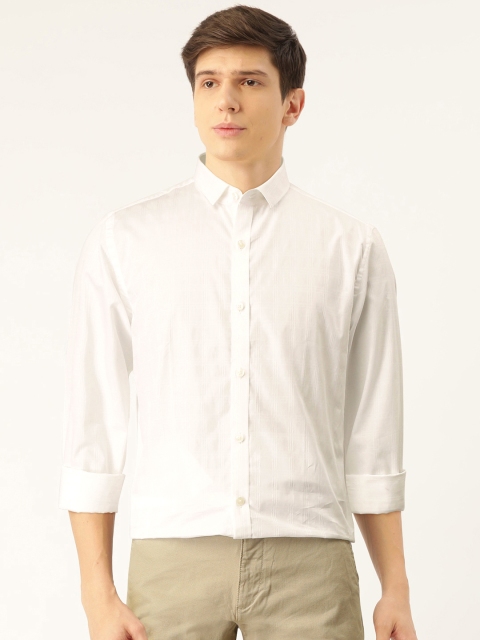 

United Colors of Benetton Men White Slim Fit Checked Casual Shirt