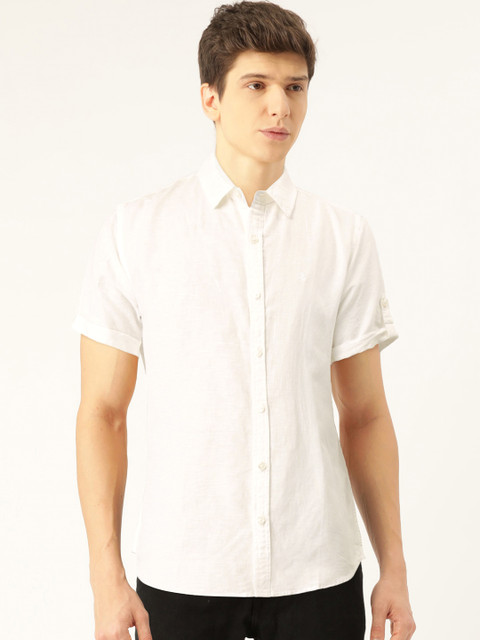 

United Colors of Benetton Men White Slim Fit Solid Casual Shirt
