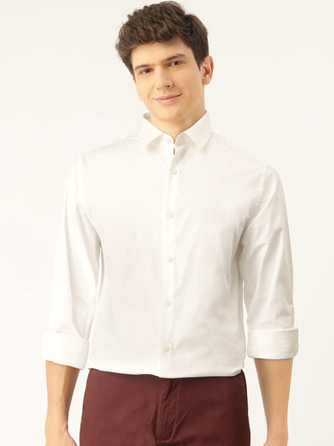 

United Colors of Benetton Men White Regular Fit Solid Smart Casual Shirt