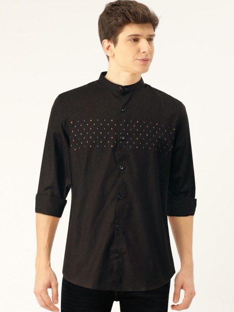 

United Colors of Benetton Men Black Slim Fit Self-Design Detail Casual Shirt