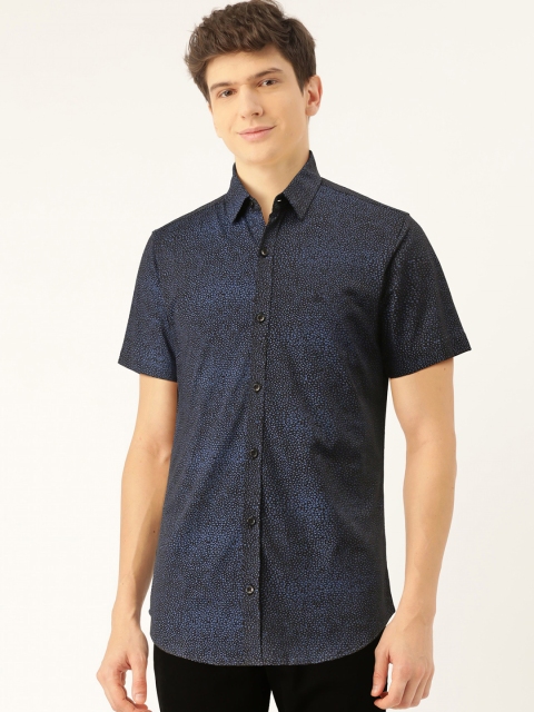 

United Colors of Benetton Men Blue Regular Fit Geometric Print Casual Shirt