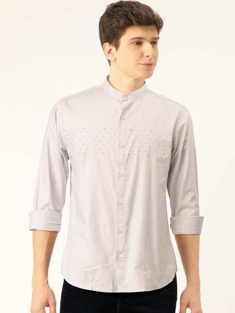 

United Colors of Benetton Men White Slim Fit Solid Casual Shirt With Embroidered detail, Off white