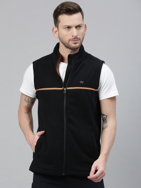 

Wildcraft Men Black Solid Sweatshirt with Striped Detail