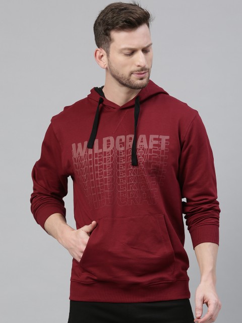 

Wildcraft Men Red Printed Hooded 5 Sweatshirt