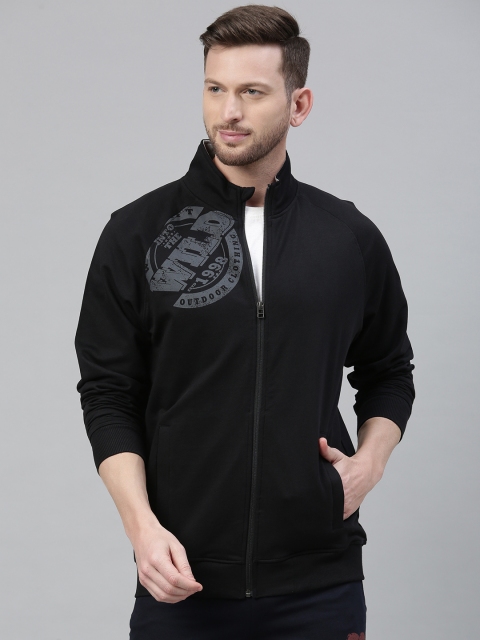 

Wildcraft Men Black Solid Sweatshirt with Printed Detail