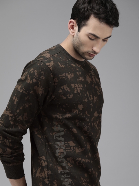 

Wildcraft Men Olive Green & Brown Camouflage Printed Sweatshirt