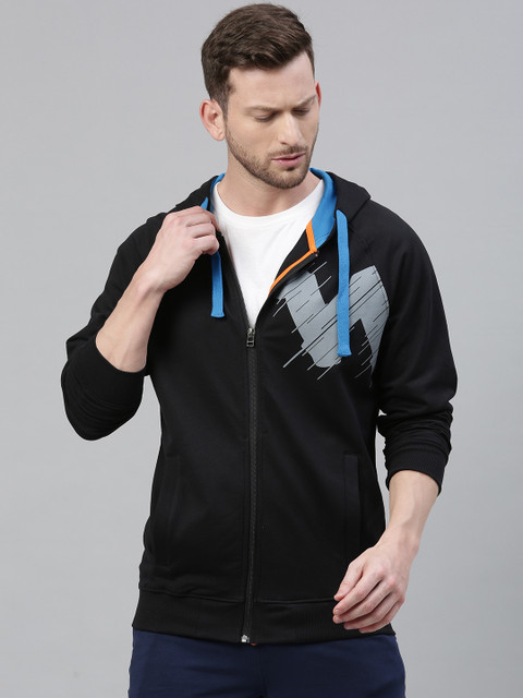 

Wildcraft Men Black Printed Hooded 5 Sweatshirt