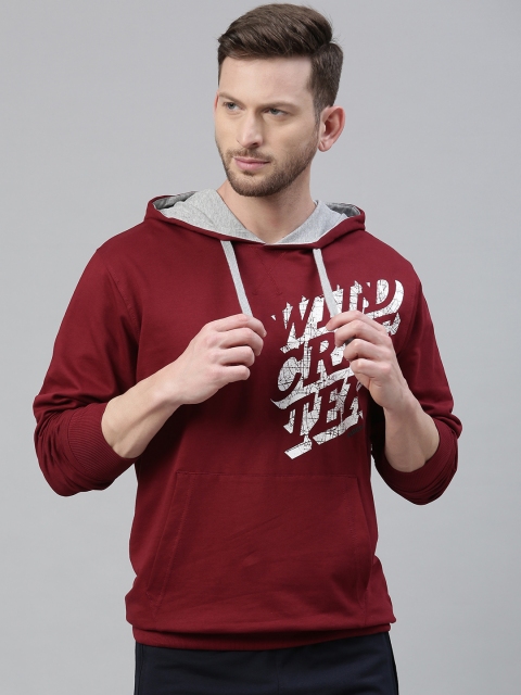 

Wildcraft Men Maroon Printed Hooded Sweatshirt