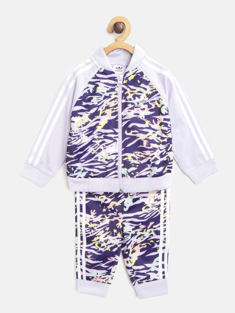 

ADIDAS Originals Kids Purple & White Tiger Print SST Tracksuits