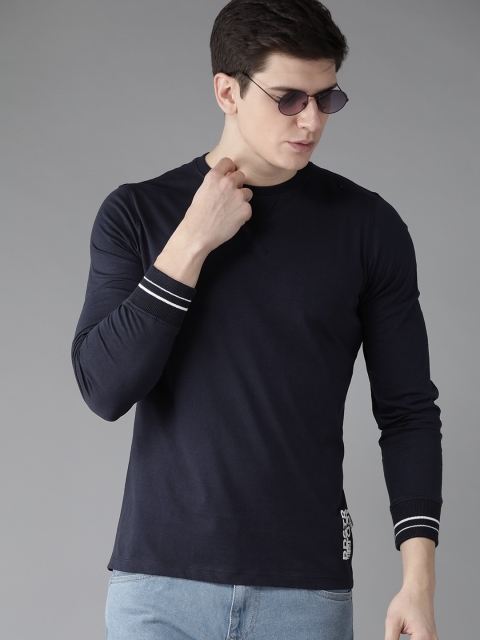

Roadster Men Navy Blue Solid Antiviral & Antibacterial protection T-shirt with tipping