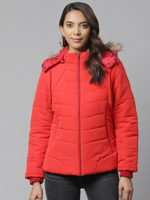 

Foreign Culture By Fort Collins Women Red Solid Hooded Parka Jacket