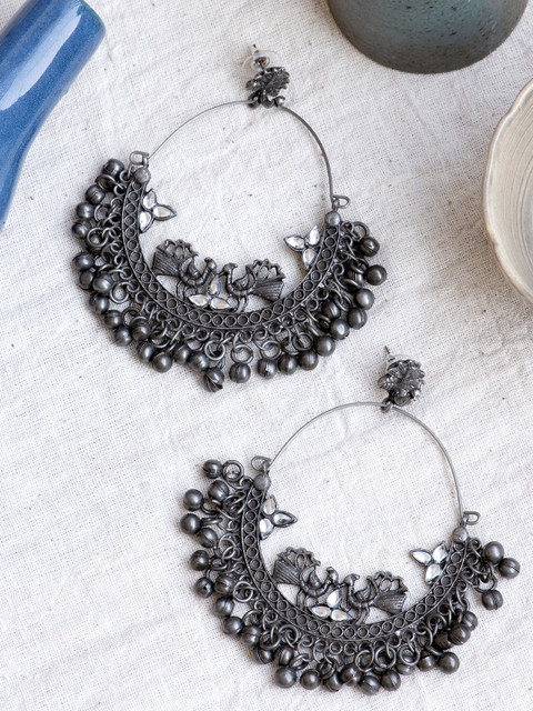 

Infuzze Silver-Toned Crescent Shaped Chandbalis