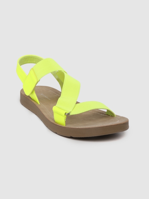 

Mast & Harbour Women Fluorescent Green Solid Open Toe Flats