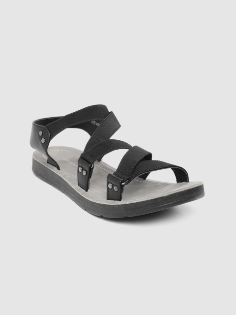 

Mast & Harbour Women Black Solid Criss-Cross Strap Open Toe Flats
