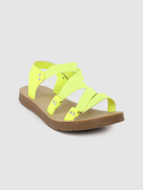 

Mast & Harbour Women Fluorescent Green Solid Open Toe Flats