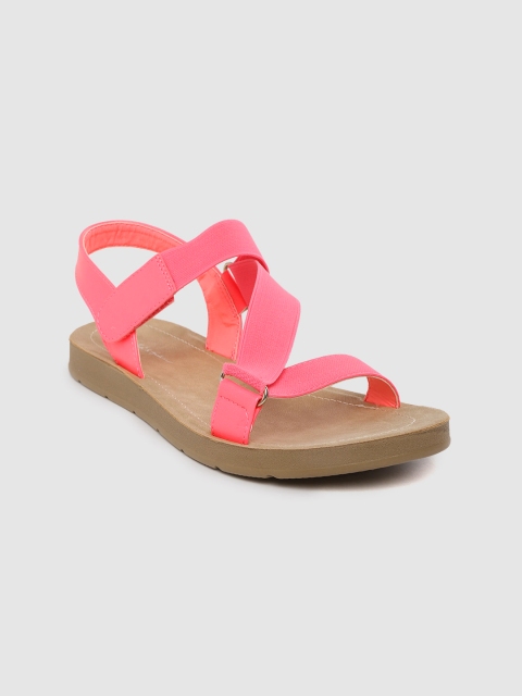 

Mast & Harbour Women Neon Pink Solid Open Toe Flats
