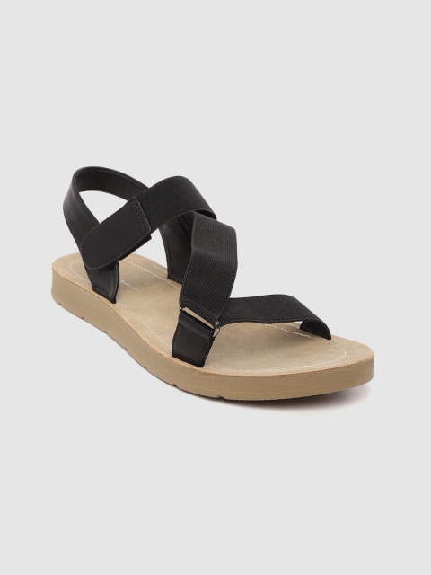 

Mast & Harbour Women Black Solid Open Toe Flats