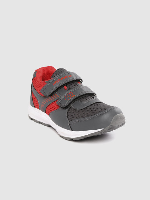 

Provogue Boys Charcoal Grey & Black Colourblocked Woven Design Sneakers