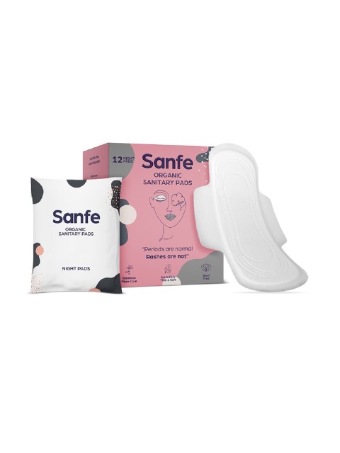 

Sanfe Bamboo Sanitary Pads - Ultra-Thin Natural Sanitary Napkins - Night Pads - 12 Pads, White
