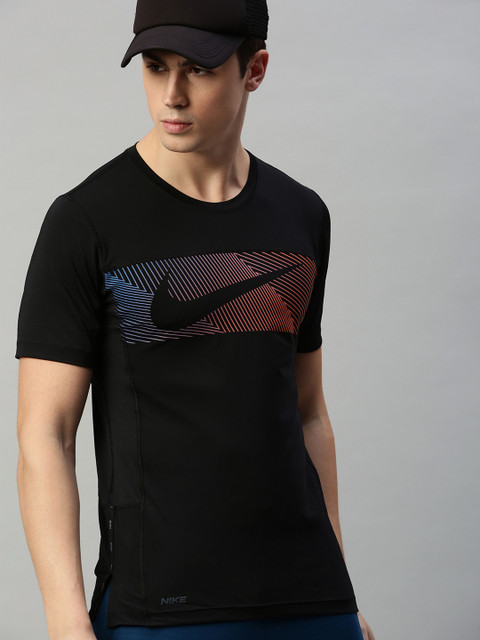 

Nike Men Black Brand Logo Printed dri-FIT Round Neck Training T-shirt