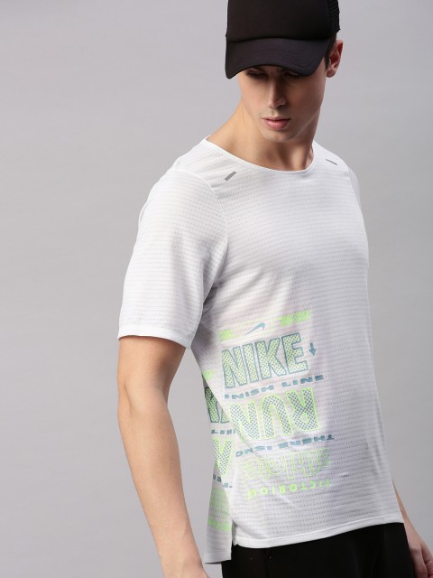 

Nike Men White Printed Dri-Fit Round Neck T-shirt