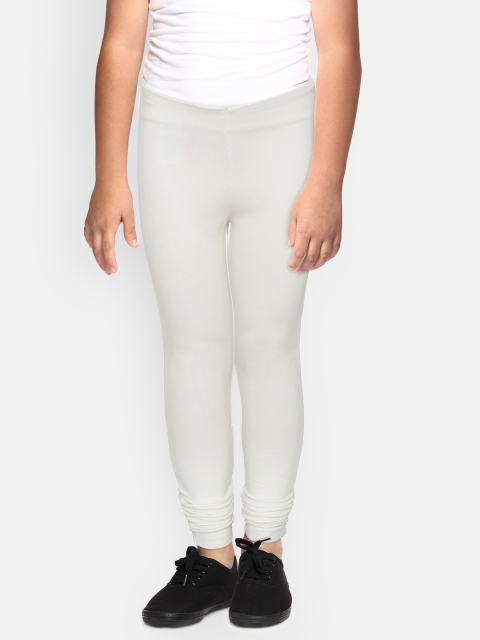 

Gini and Jony Girls White Solid Treggings