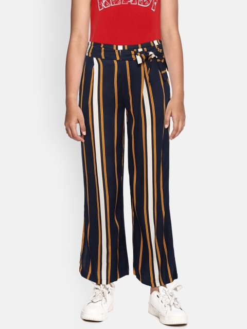 

Gini and Jony Girls Navy Blue & White Regular Fit Striped Culottes