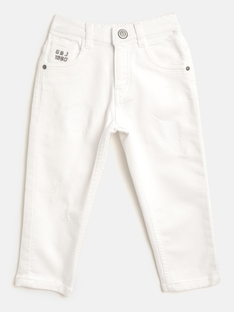 

Gini and Jony Boys White Regular Fit Mid-Rise Low Distress Stretchable Jeans